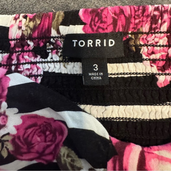 Torrid Pink Floral and Black Striped Dress - Picture 3 of 3